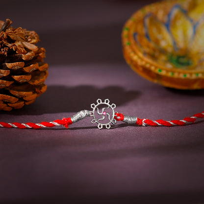 Silver Swastik Bloom Rakhi