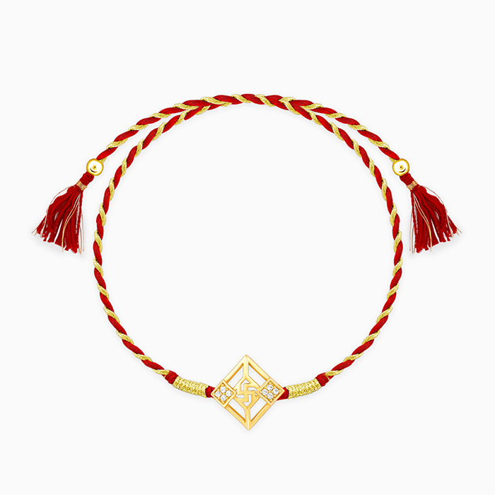 Golden Swastik Square Rakhi