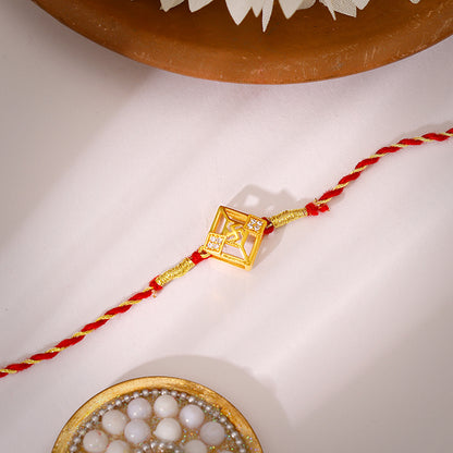 Golden Swastik Square Rakhi