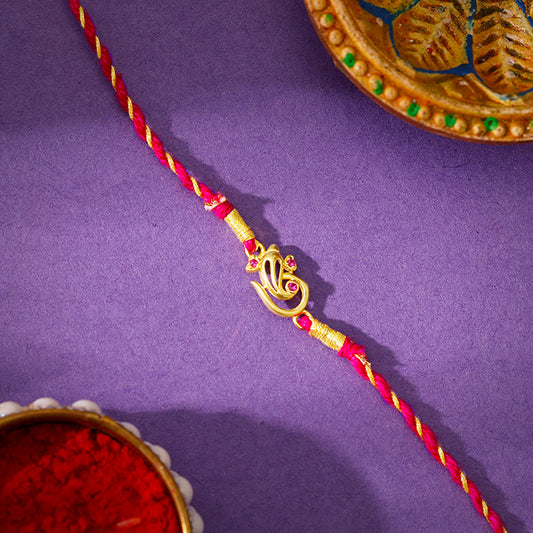 Golden Elegant Ganesha Rakhi