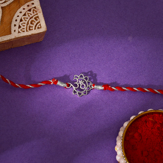 Silver Floral Om Rakhi