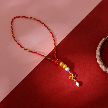 Golden Blissful Swastik Lumba Rakhi