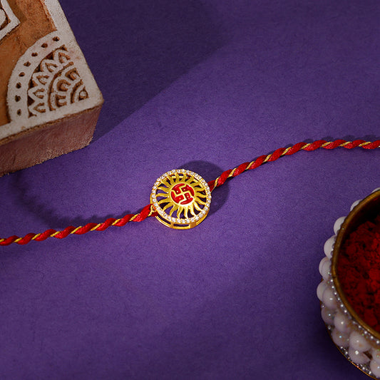 Golden Swastik Chakra Rakhi