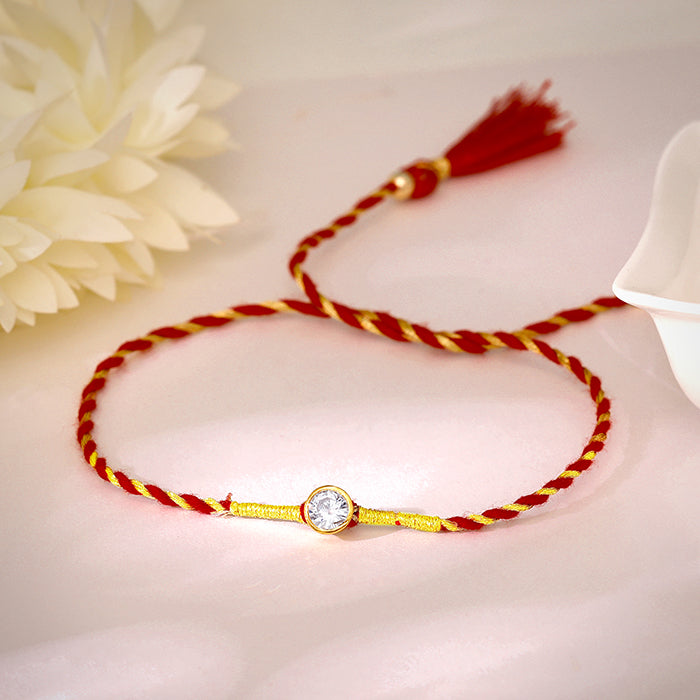 Golden Sphere Zircon Rakhi