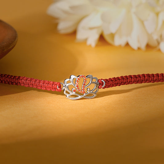 Silver Floral Gajanana Rakhi