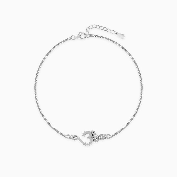 Silver Minimal Om Bracelet Rakhi