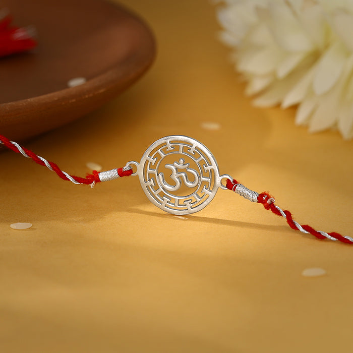 Silver Protected Om Rakhi