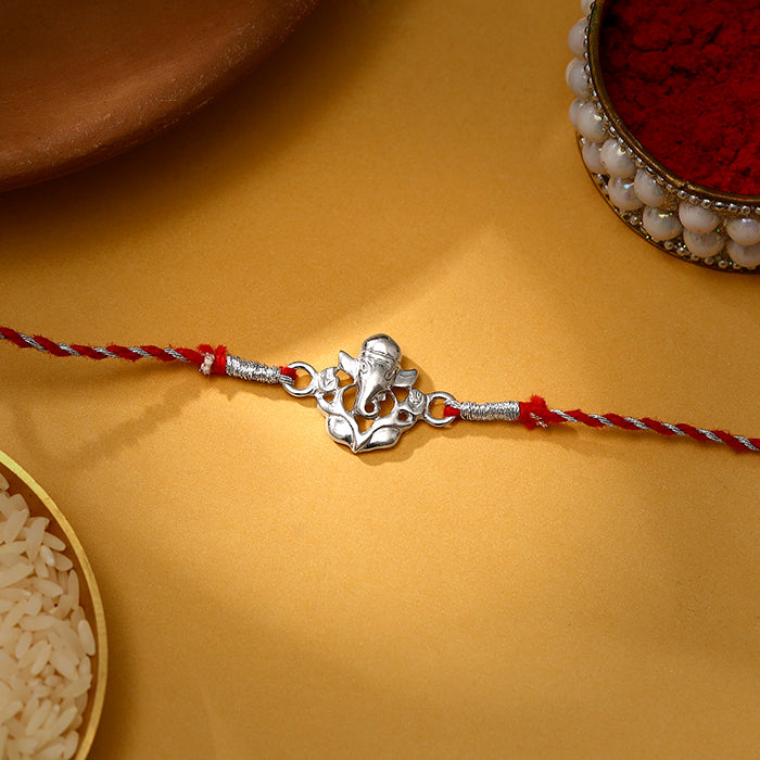 Silver Leaf Ganesha Rakhi