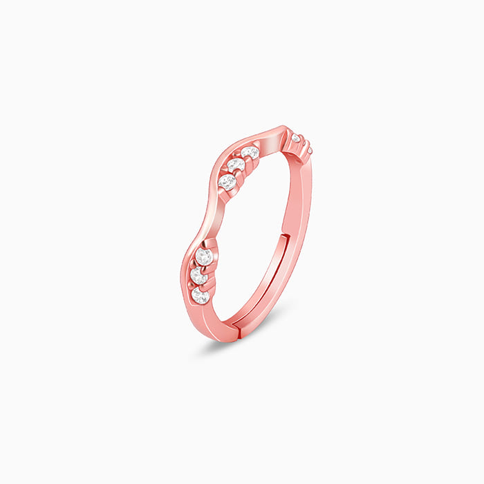 Rose Gold Zircon Tune of Wave Ring