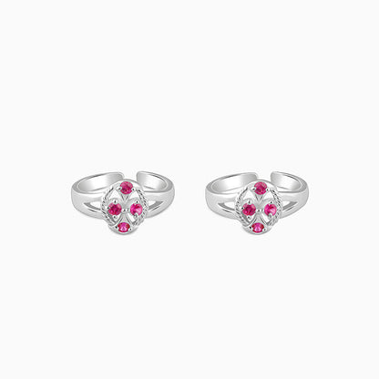 Silver Ruby Radiance Toe Rings