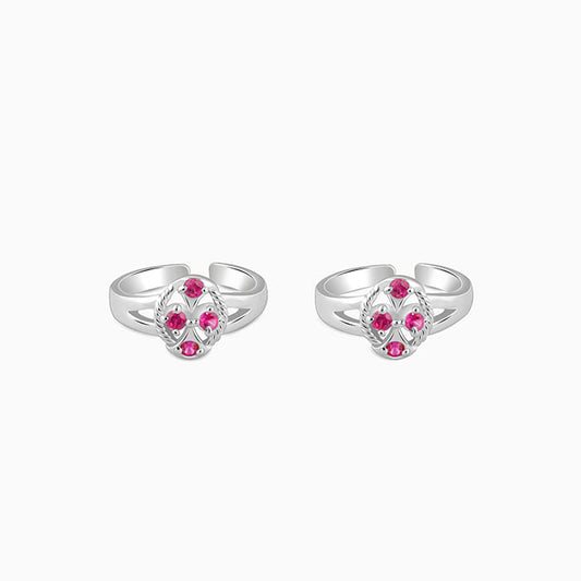 Silver Ruby Radiance Toe Rings