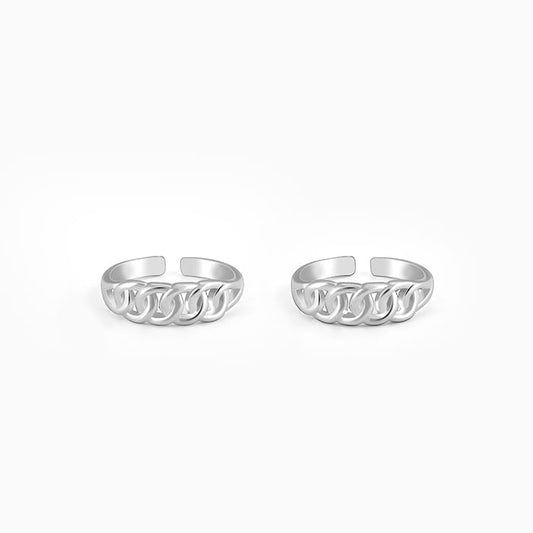 Silver Flowing Links Toe Rings