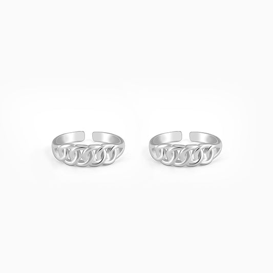 Silver Flowing Links Toe Rings