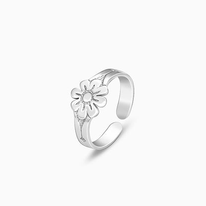 Silver Blissful Floral Toe Rings