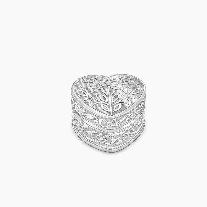 Silver Heart Kumkum Box