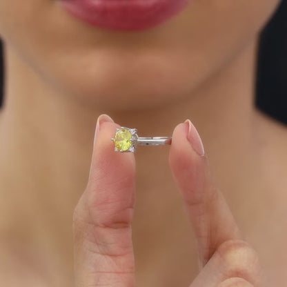 Silver Amber Bloom Ring