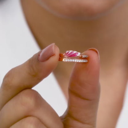 Rose Gold Pink Ruffles Ring