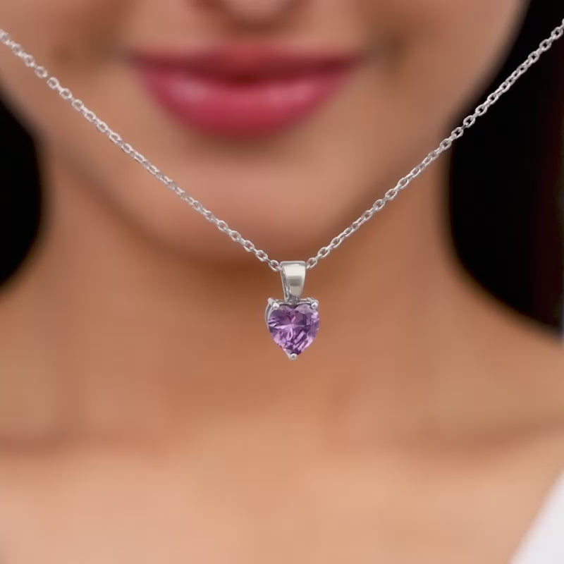 Buy Silver Purple Heart Pendant with Link Chain at Best Price GIVA Jewellery