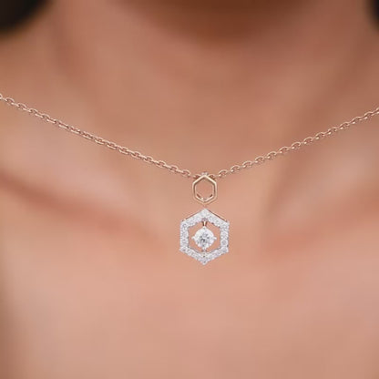 Rose Gold Hexagon Diamond Pendant