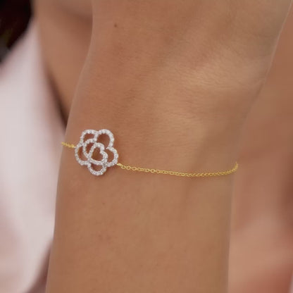 Gold Plumeria Diamond Bracelet