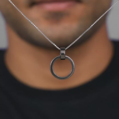 Black Rhodium Shadow Striker Pendant With Box Chain For Him