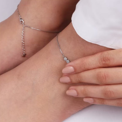 Silver Triple Flora Anklet