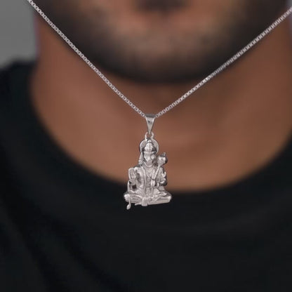 Silver Bajrangbali Pendant With Box Chain For Him