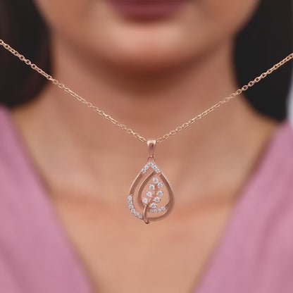 Rose Gold Leaf Ritz Pendant With Link Chain