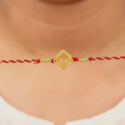 Golden Swastik Square Rakhi