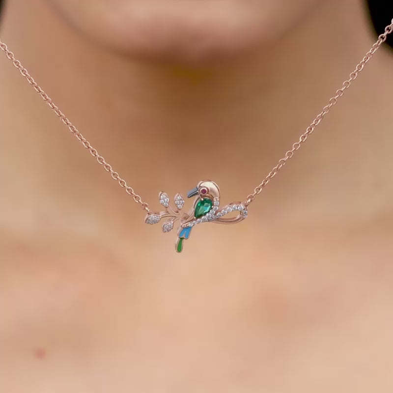 Rose Gold Woody Bird Necklace GIVA Jewellery
