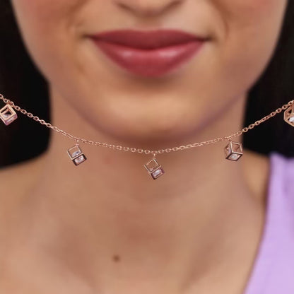 Rose Gold Cubic Crystal Necklace