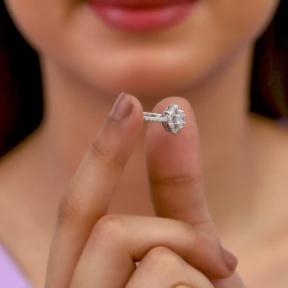 Silver Zirconia Hexagon Ring