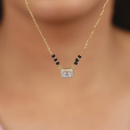 Gold Square Diamond Mangalsutra