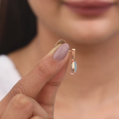 Rose Gold Aqua Dual Chalcedony Leaf Studs