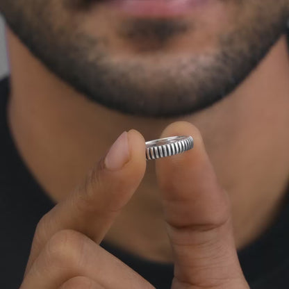 Oxidised Silver Modest Leader Ring For Him