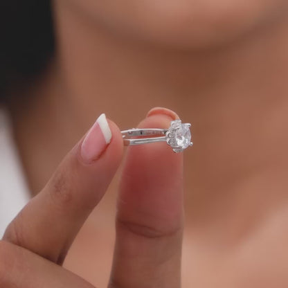 Silver Zircon Shrine of Lotus Ring