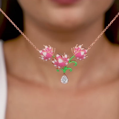 Rose Gold Bewitching Brahma Kamal Necklace