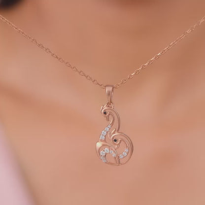 Rose Gold Mridul Mor Pendant With Link Chain