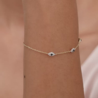 Gold Classic Evil Eye Diamond Bracelet