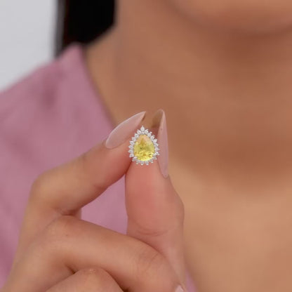 Silver Yellow Drop Earrings