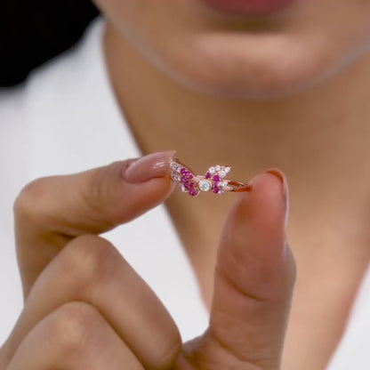 Rose Gold Fly In Pink Ring