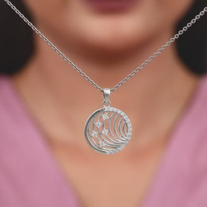 Silver Joyful Pendant With Link Chain