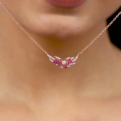 Rose Gold Fly In Pink Necklace