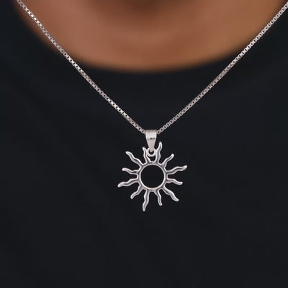 Silver Sunny Side Pendant With Link Chain For Him