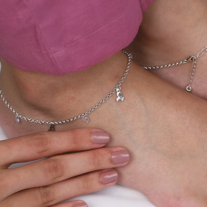 Oxidised Silver Popular Butterfly Anklet