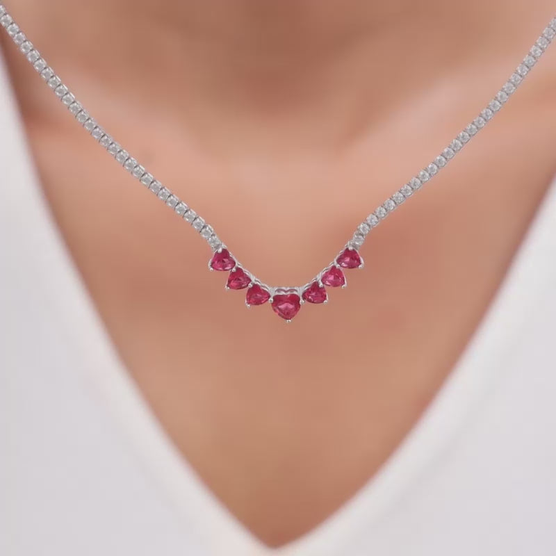 Dainty Flamingo Pink Opal Heart Necklace | Caitlyn Minimalist