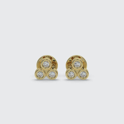 Gold Trifecta Diamond Earrings