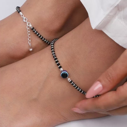 Silver Evil Eye Protection Anklet