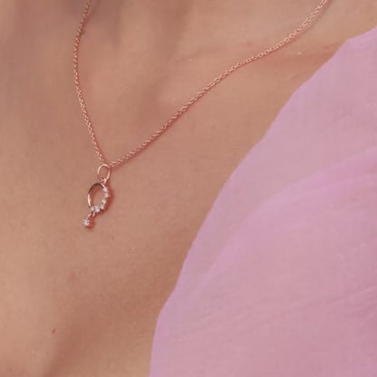 Rose Gold Circular Drop Pendant With Link Chain