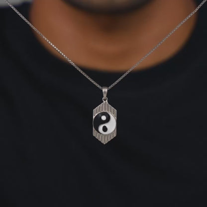Silver Yin Yang Pendant With Link Chain For Him